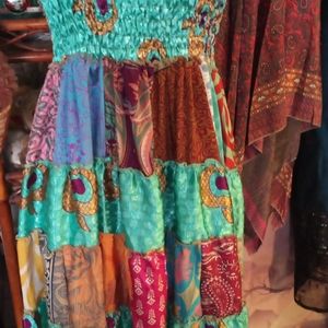 Adorable Multicolor Silk Summer 🌞 Bandeau Travel Dress